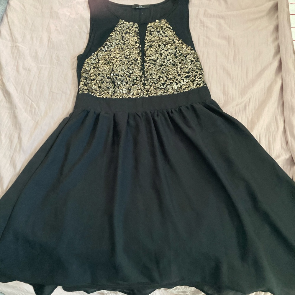 Black with gold sequins
